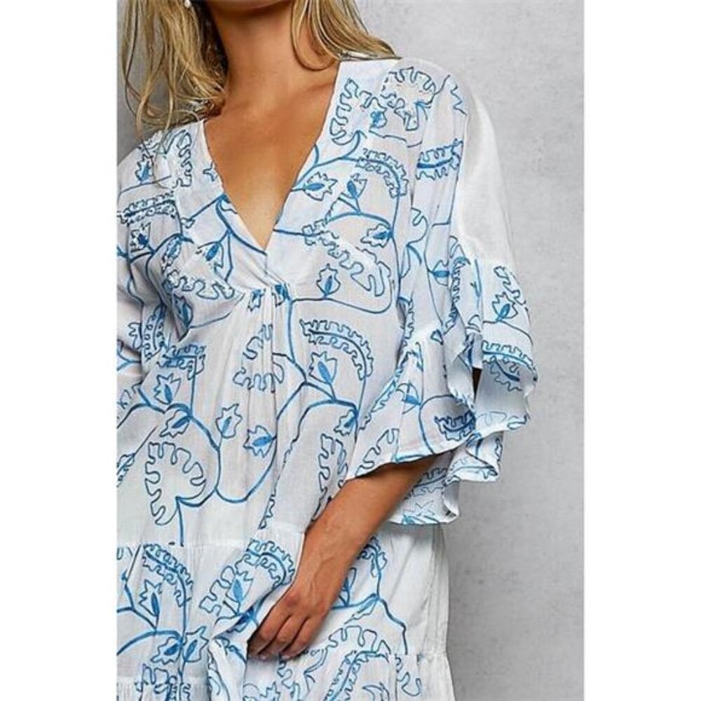 POL Tiered Ruffled Printed 3/4 Sleeve Mini Dress - Picture 6 of 6